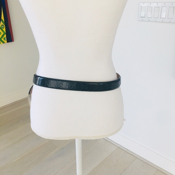 GUCCI WOMEN BELT PATENT LEATHER BLACK  GOLD SIZE 105 main image 6